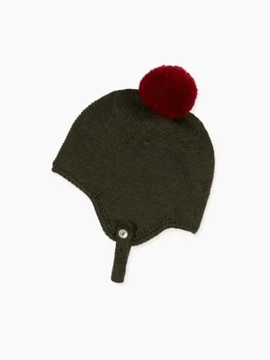 La Coqueta Accessories | Bonnets, Booties & Blankets^Olive Green Renta Merino Baby Knitted Bonnet