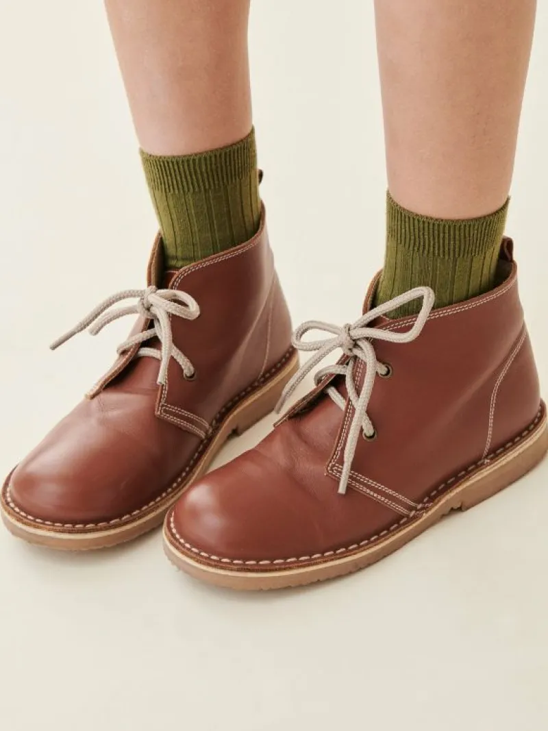 La Coqueta Socks & Tights | View All^Olive Green Ribbed Short Kids Socks