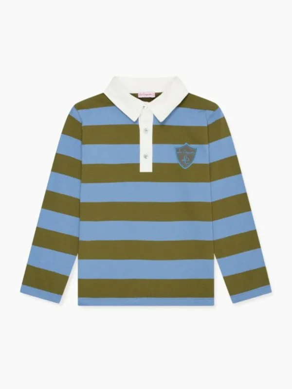 La Coqueta Shirts & Tops^Olive Stripe Tijo Long Sleeve Boy Rugby Shirt