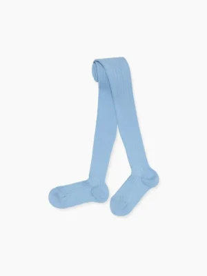 La Coqueta View All | Socks & Tights^Pale Blue Ribbed Kids Tights