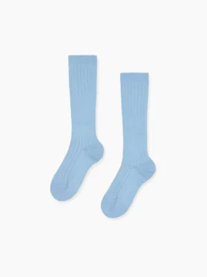 La Coqueta View All | Socks & Tights^Pale Blue Ribbed Knee High Kids Socks