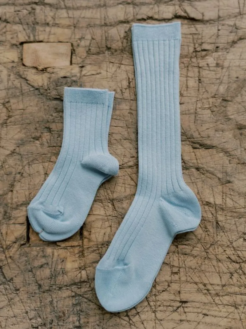 La Coqueta View All | Socks & Tights^Pale Blue Ribbed Short Kids Socks