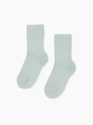 La Coqueta View All | Socks & Tights^Pale Green Ribbed Short Kids Socks