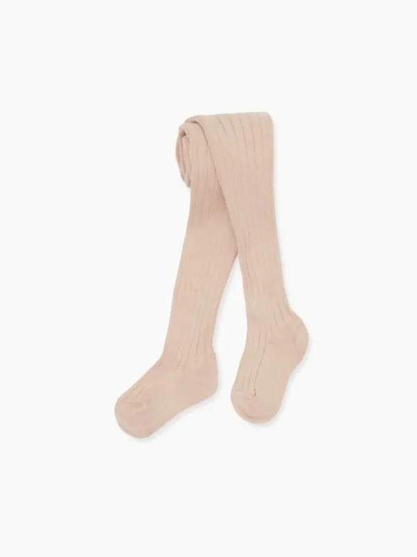 La Coqueta View All | Socks & Tights^Pale Pink Ribbed Girl Tights