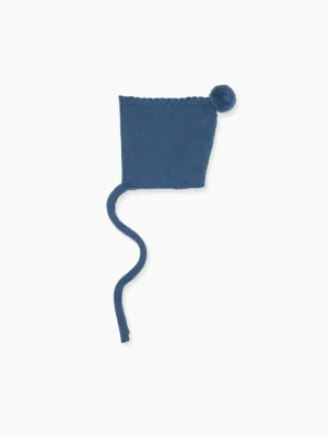 La Coqueta Accessories | Bonnets, Booties & Blankets^Petrol Blue Elfo Merino Baby Knitted Bonnet