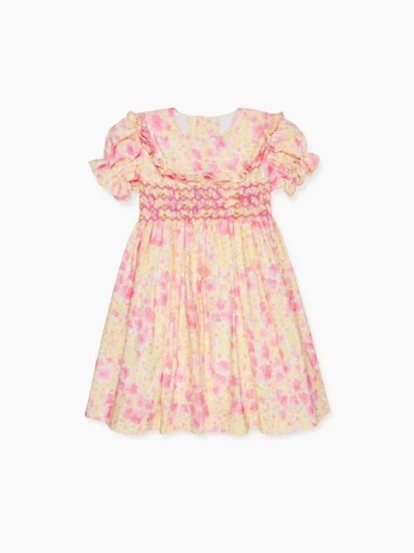La Coqueta Dresses^Pink Floral Silvana Girl Hand-Smocked Dress