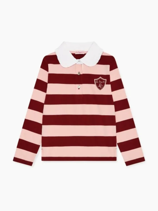 La Coqueta Shirts & Tops^Pink Stripe Rosalie Long Sleeve Girl Polo Shirt