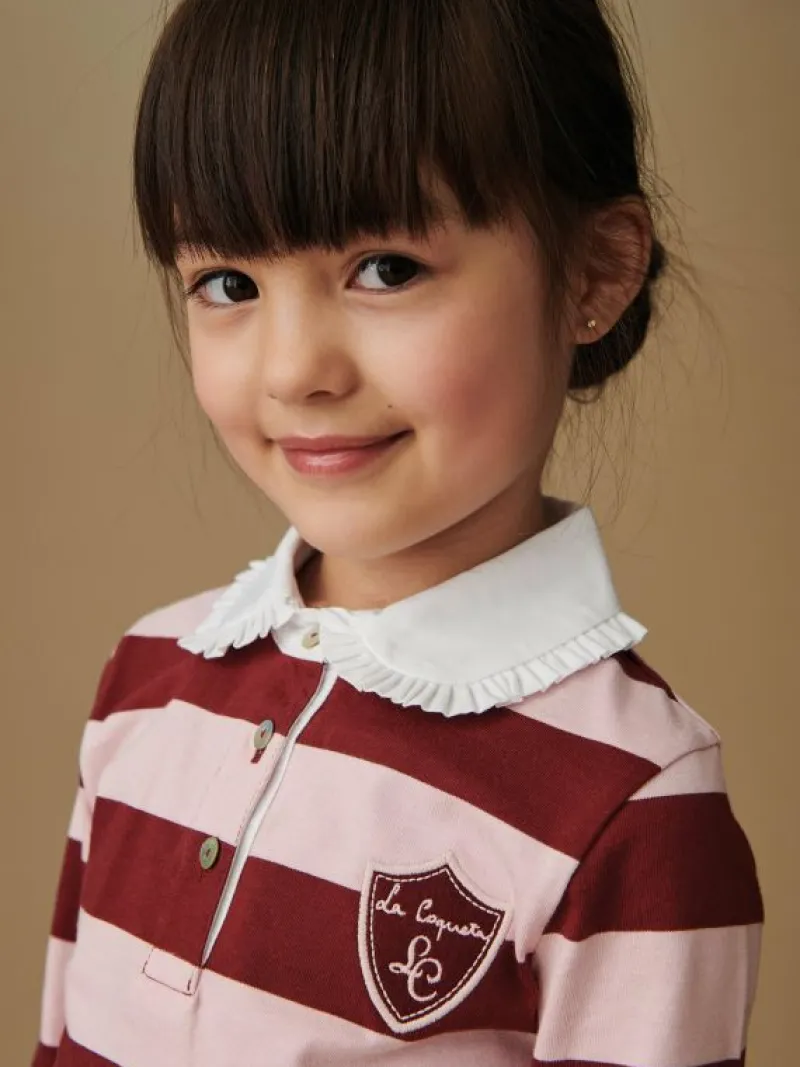 La Coqueta Shirts & Tops^Pink Stripe Rosalie Long Sleeve Girl Polo Shirt