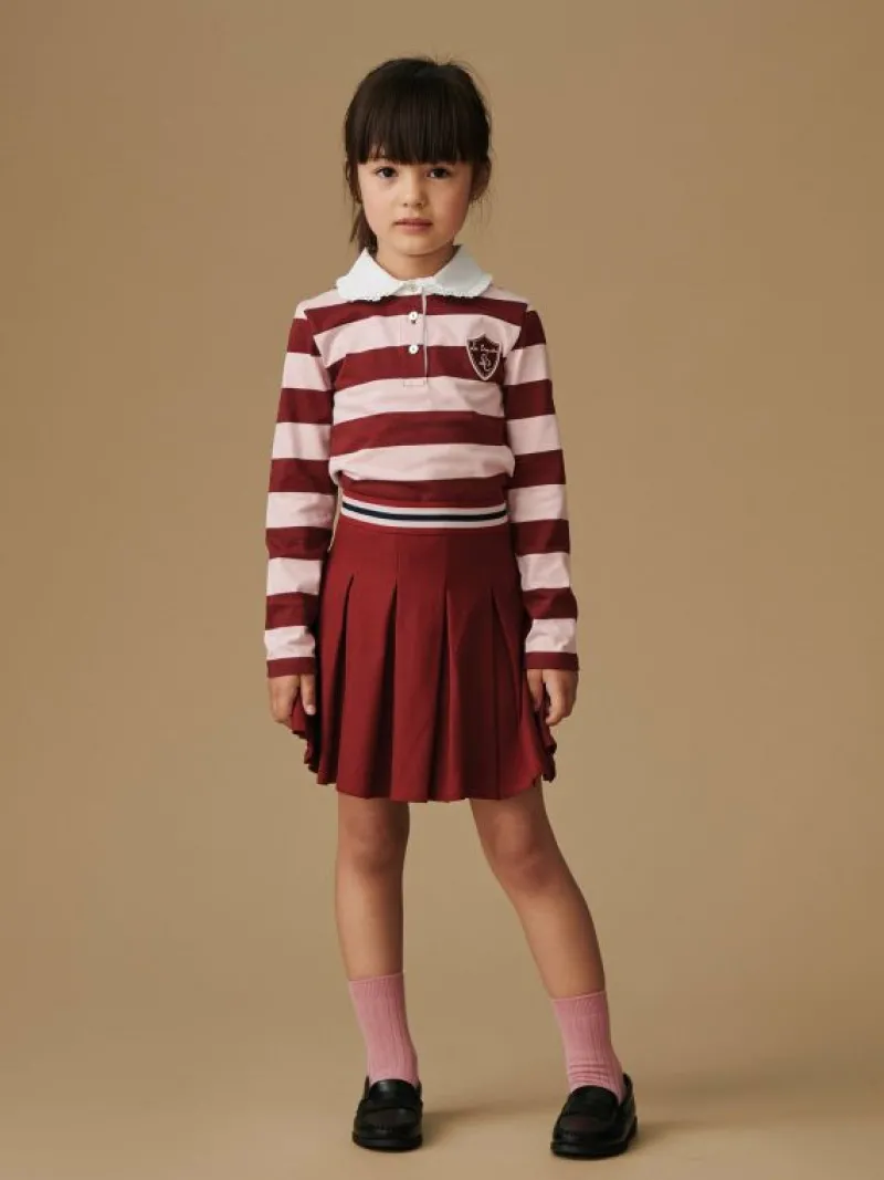 La Coqueta Shirts & Tops^Pink Stripe Rosalie Long Sleeve Girl Polo Shirt