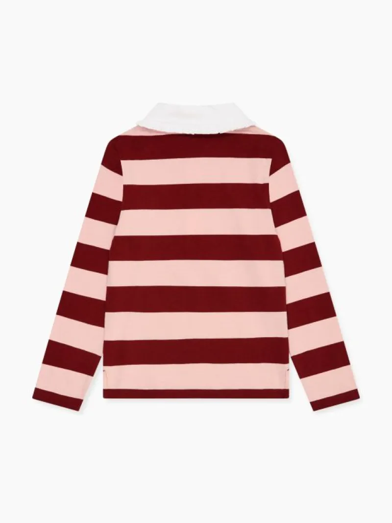 La Coqueta Shirts & Tops^Pink Stripe Rosalie Long Sleeve Girl Polo Shirt