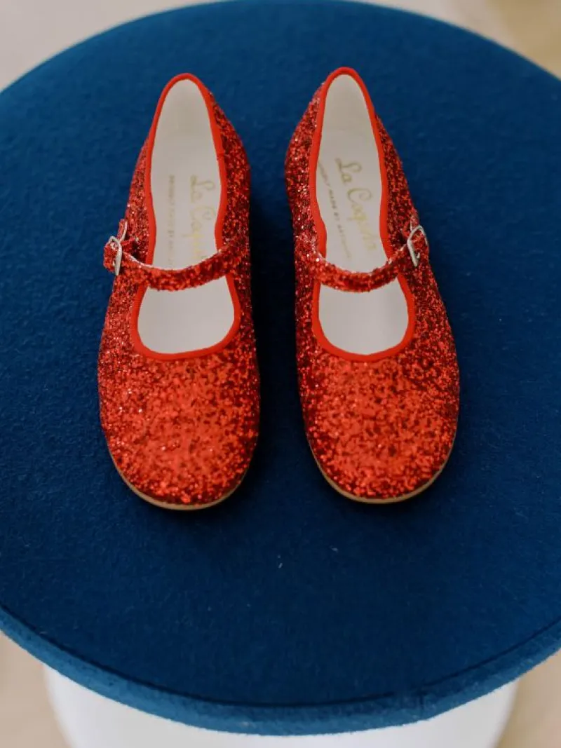 La Coqueta Girls Mary Jane Shoes | Girls Shoes/Girls Mary Jane Shoes^Red Glitter Girl Mary Jane Shoes