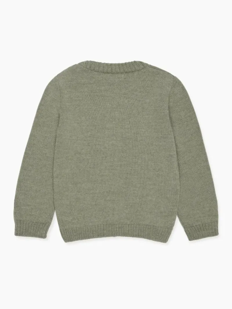 La Coqueta Jumpers & Cardigans^Sage Green Josefina Merino Embroidered Girl Cardigan