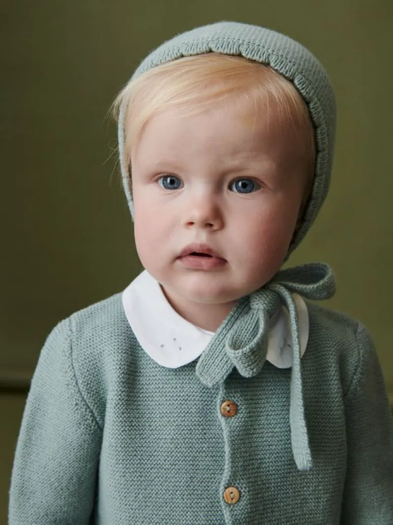 La Coqueta Accessories | Knitted Clothes & Accessories^Sage Green Olfa Merino Baby Bonnet