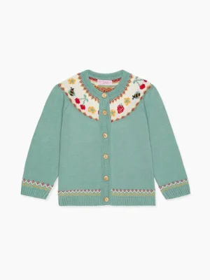 La Coqueta View All | Baby Girl^Sage Green Verano Cotton Baby Girl Cardigan