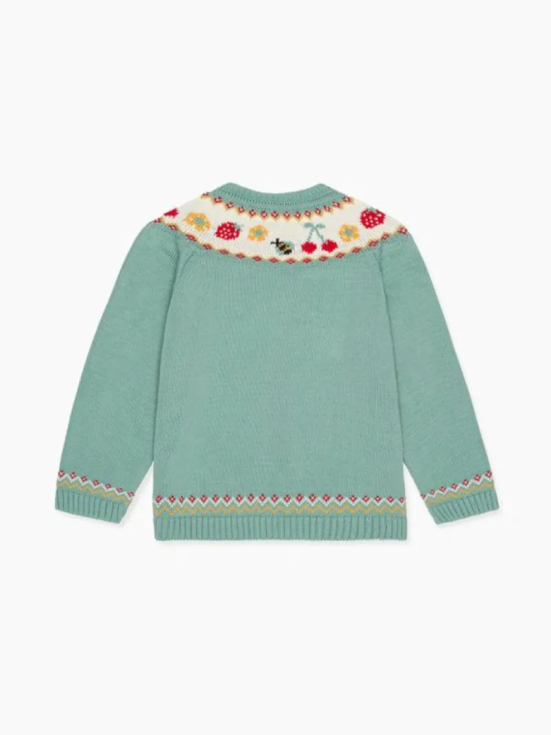 La Coqueta View All | Baby Girl^Sage Green Verano Cotton Baby Girl Cardigan