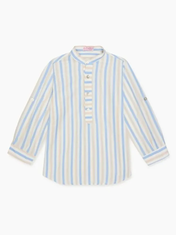 La Coqueta Shirts & Tops^Sand Stripe Jazmin Cotton Long Sleeve Boy Shirt