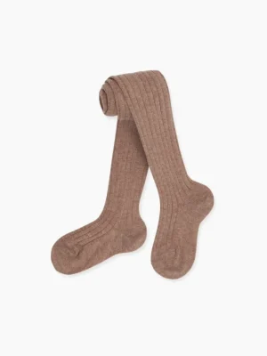 La Coqueta View All | Socks & Tights^Soft Brown Ribbed Kids Tights