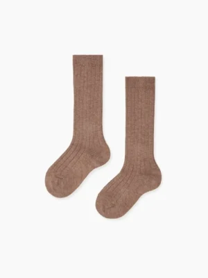 La Coqueta View All | Socks & Tights^Soft Brown Ribbed Knee High Kids Socks