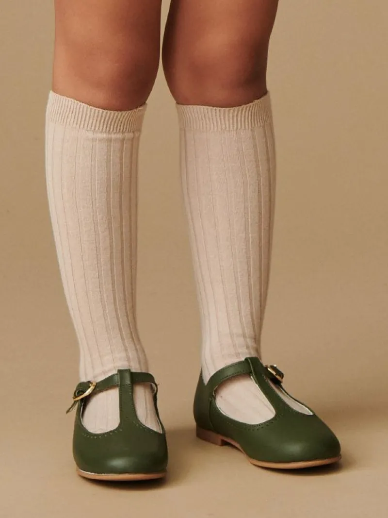 La Coqueta Socks & Tights | Socks & Tights^Stone Ribbed Knee High Kids Socks