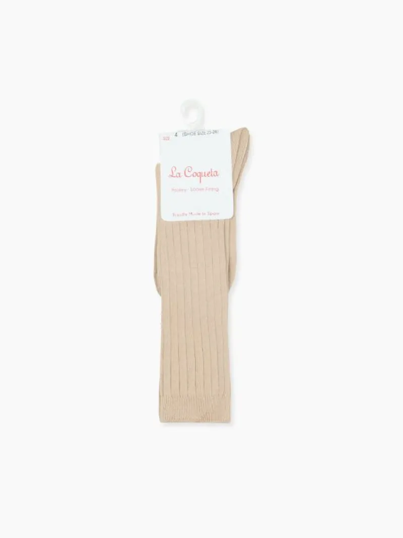 La Coqueta Socks & Tights | Socks & Tights^Stone Ribbed Knee High Kids Socks