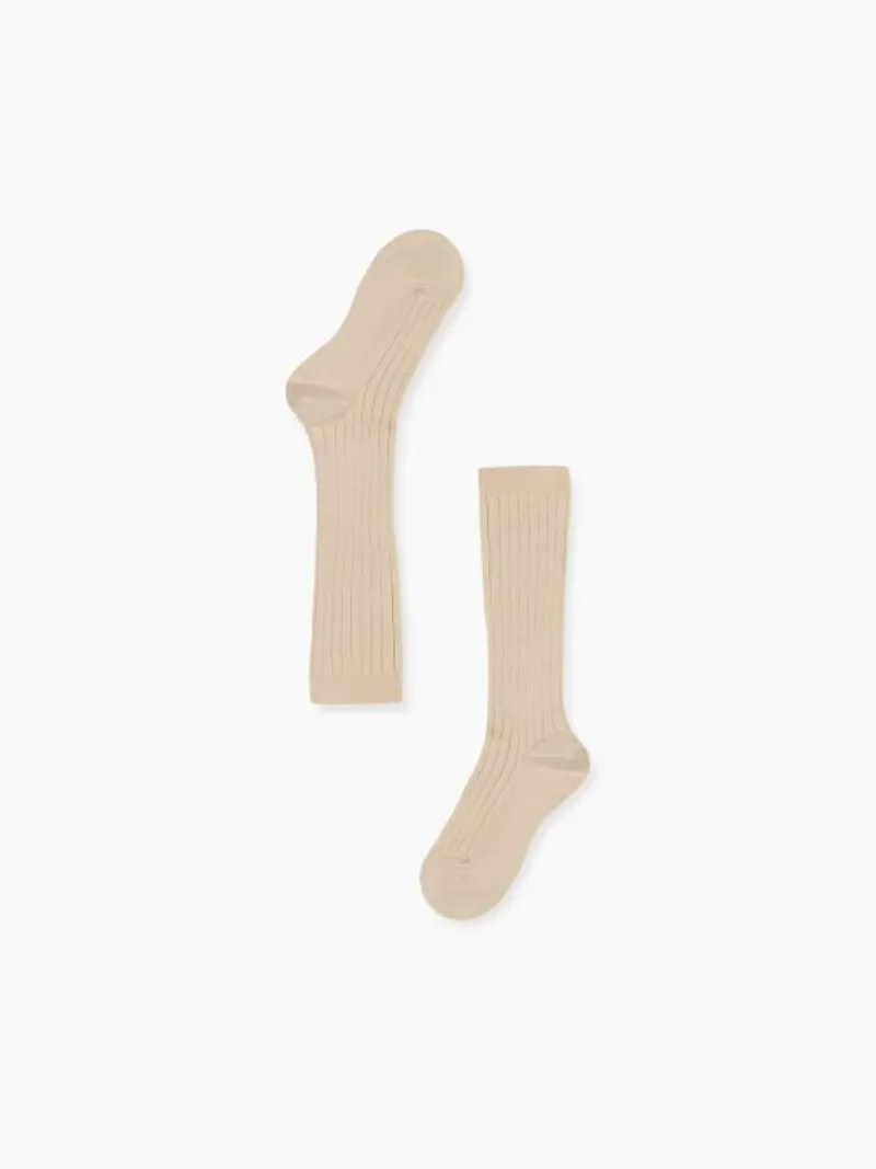 La Coqueta Socks & Tights | Socks & Tights^Stone Ribbed Knee High Kids Socks