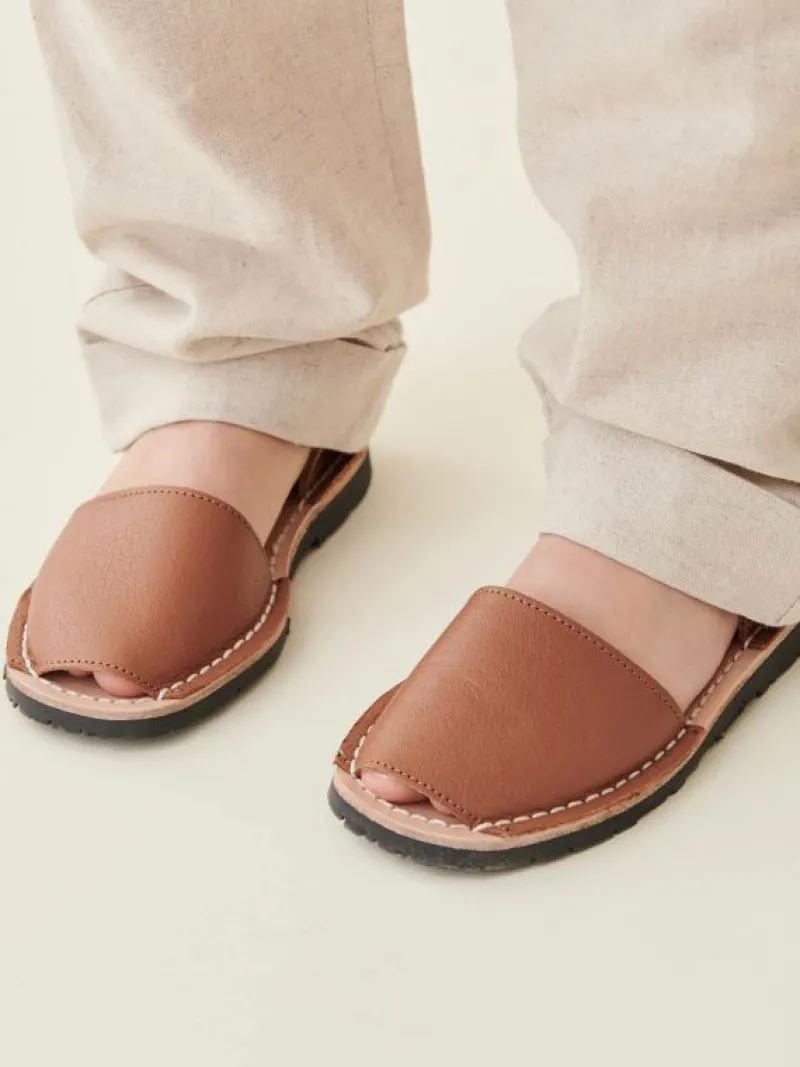 La Coqueta Boys Shoes/Boys Shoes | First Walker Shoes^Tan Leather Avarca Leather Kids Sandals