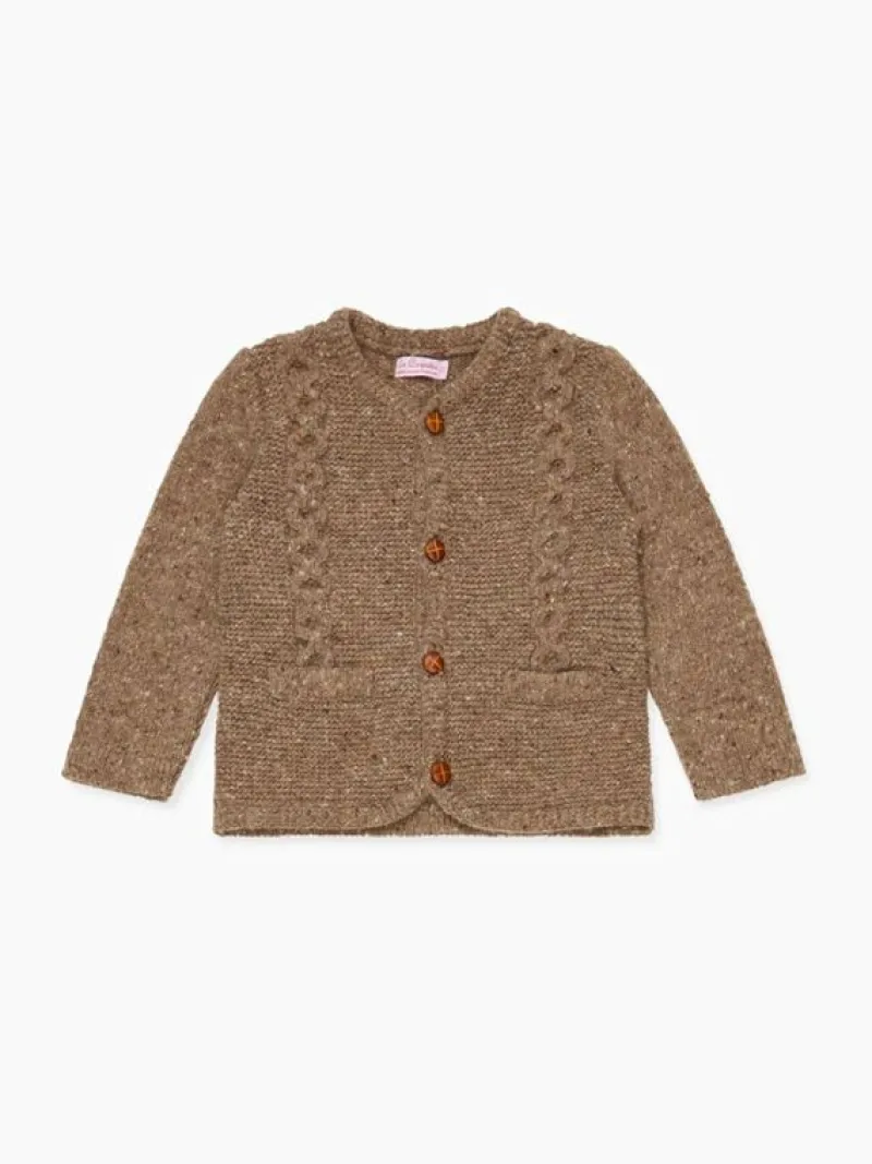 La Coqueta Knitted Clothes & Accessories | Baby Boy^Taupe Zas Merino Baby Cardigan