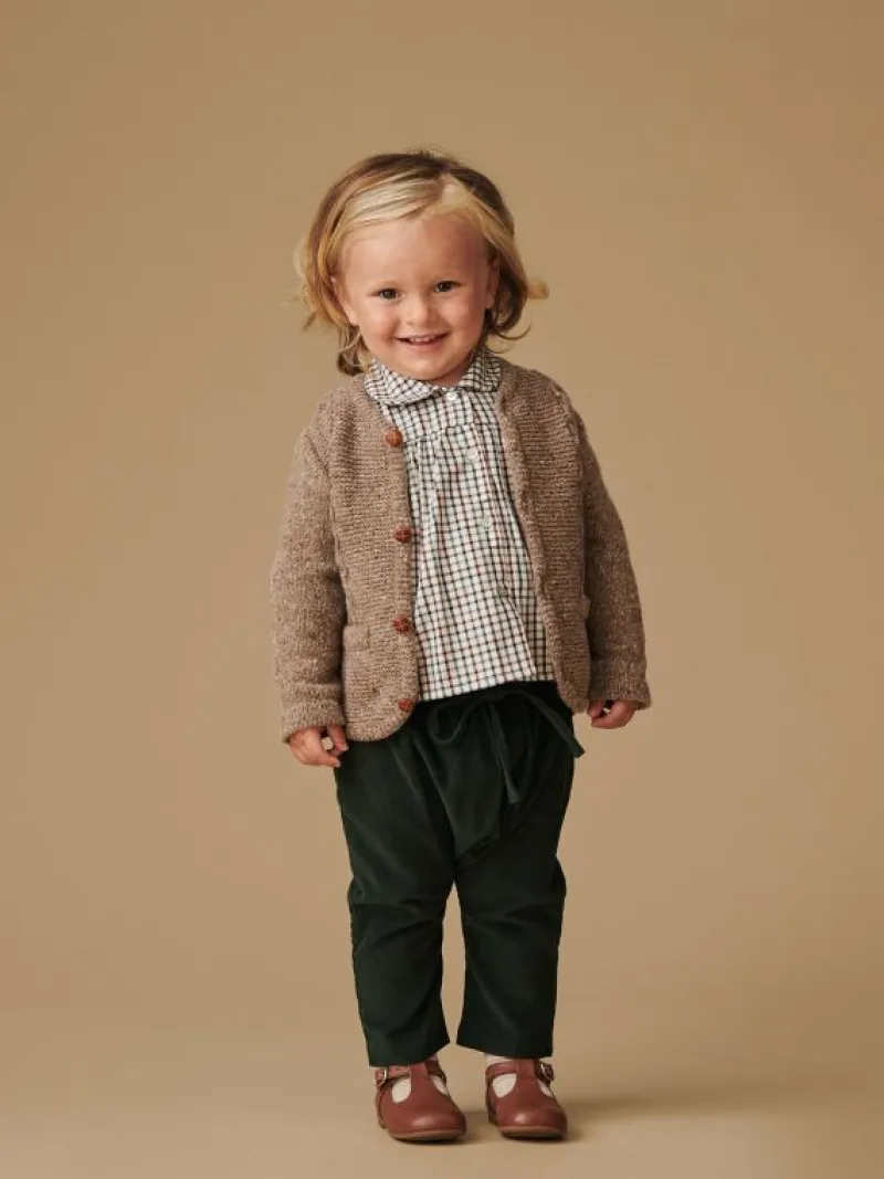 La Coqueta Knitted Clothes & Accessories | Baby Boy^Taupe Zas Merino Baby Cardigan