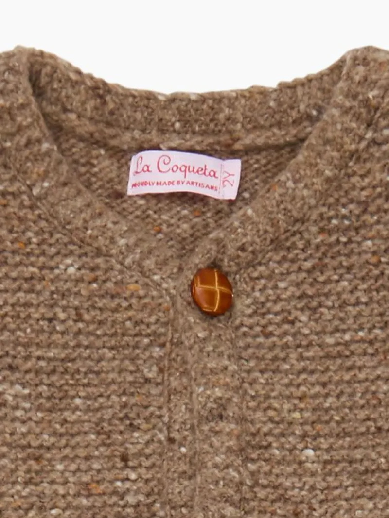 La Coqueta Knitted Clothes & Accessories | Baby Boy^Taupe Zas Merino Baby Cardigan