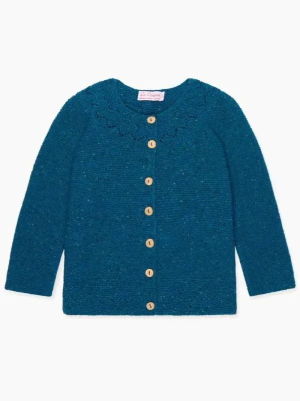 La Coqueta Jumpers & Cardigans^Teal Ivana Merino Girl Cardigan