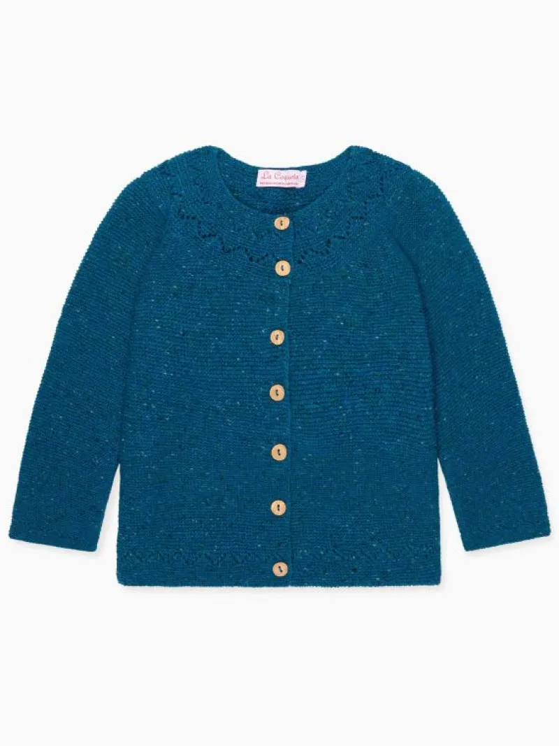 La Coqueta Jumpers & Cardigans^Teal Ivana Merino Girl Cardigan