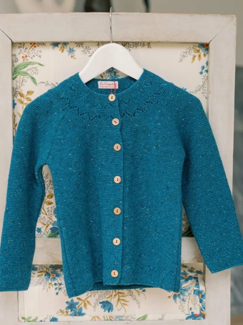 La Coqueta Jumpers & Cardigans^Teal Ivana Merino Girl Cardigan