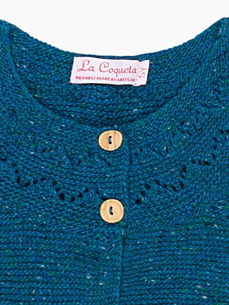La Coqueta Jumpers & Cardigans^Teal Ivana Merino Girl Cardigan