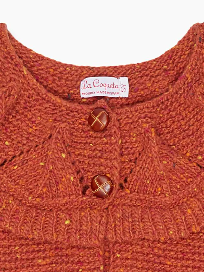 La Coqueta Jumpers & Cardigans^Terracotta Baena Merino Girl Cardigan