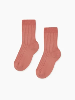 La Coqueta View All | Socks & Tights^Terracotta Ribbed Short Kids Socks
