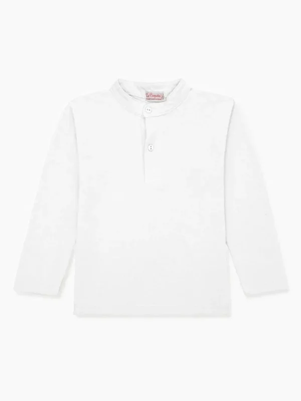 La Coqueta Shirts & Tops^White Alcomo Long Sleeve Boy Polo Shirt