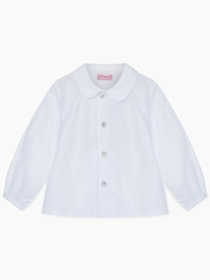 La Coqueta View All | Shirts & Tops^White Bara Long Sleeve Baby Shirt