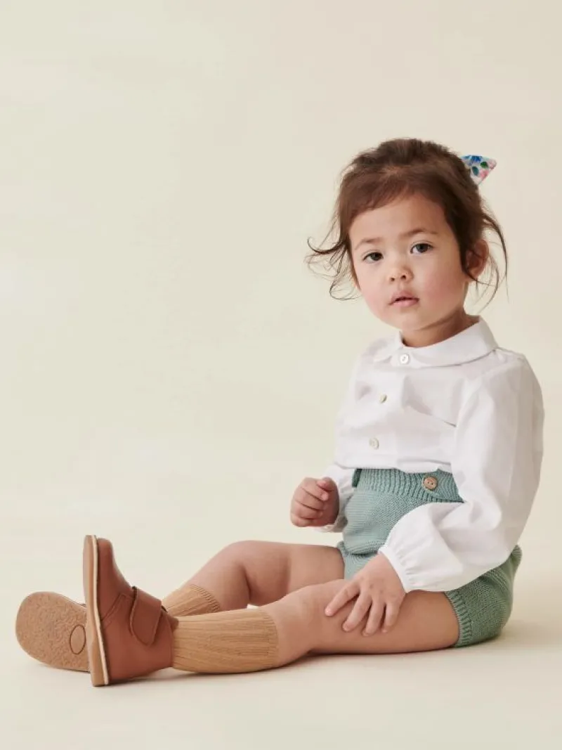 La Coqueta View All | Shirts & Tops^White Bara Long Sleeve Baby Shirt