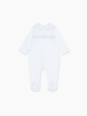 La Coqueta View All | Sleepsuits & Bodysuits^White Dali Baby Smock Sleepsuit