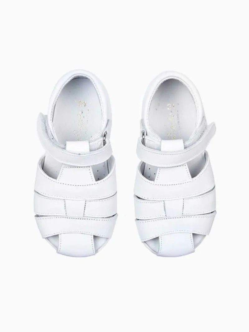 La Coqueta Boys Shoes/Boys Shoes | First Walker Shoes^White Leather Toddler Toledo Sandals
