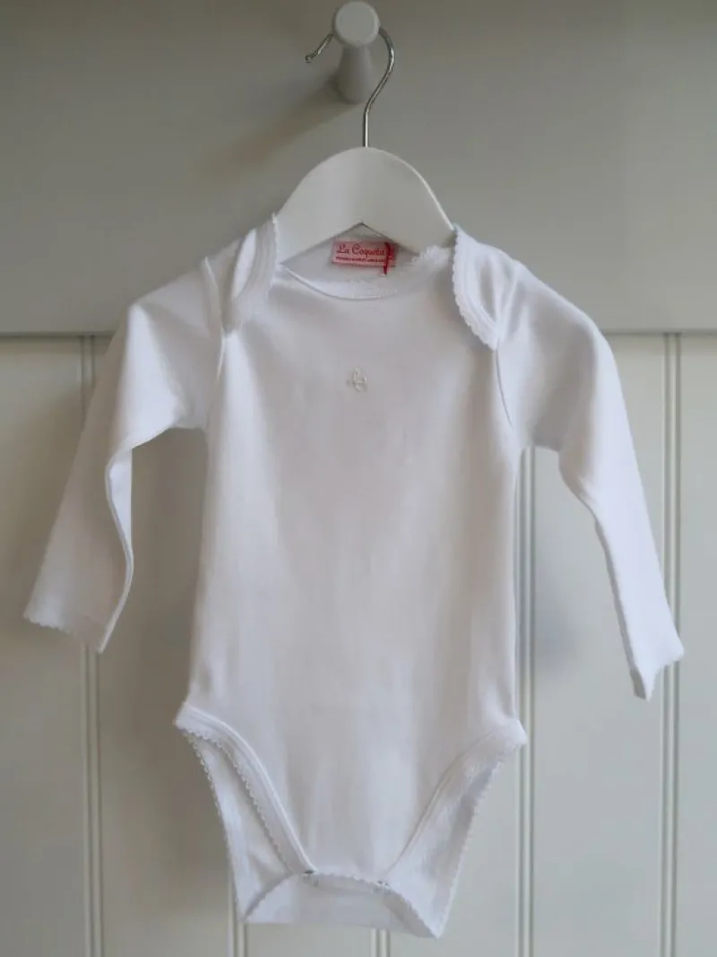 La Coqueta View All | Sleepsuits & Bodysuits^White Lonza Baby Body Vest