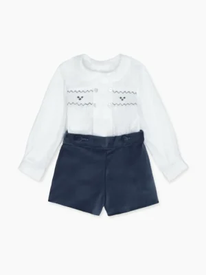 La Coqueta View All | Dresses & Sets^White Multi Virgilio Smock Ceremony Baby Boy Set