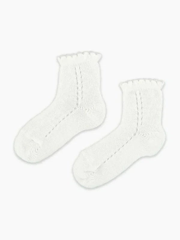 La Coqueta View All | Socks & Tights^White Openwork Short Girl Socks
