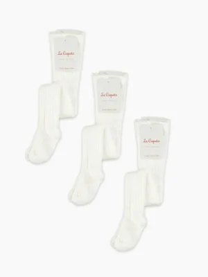 La Coqueta View All | View All^White Ribbed Kids Tights Set