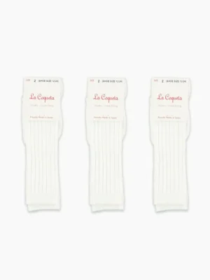 La Coqueta View All | Socks & Tights^White Ribbed Knee High Kids Socks Set