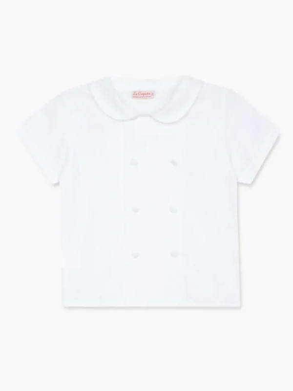 La Coqueta Shirts & Tops^White Toni Ceremony Short Sleeve Boy Shirt