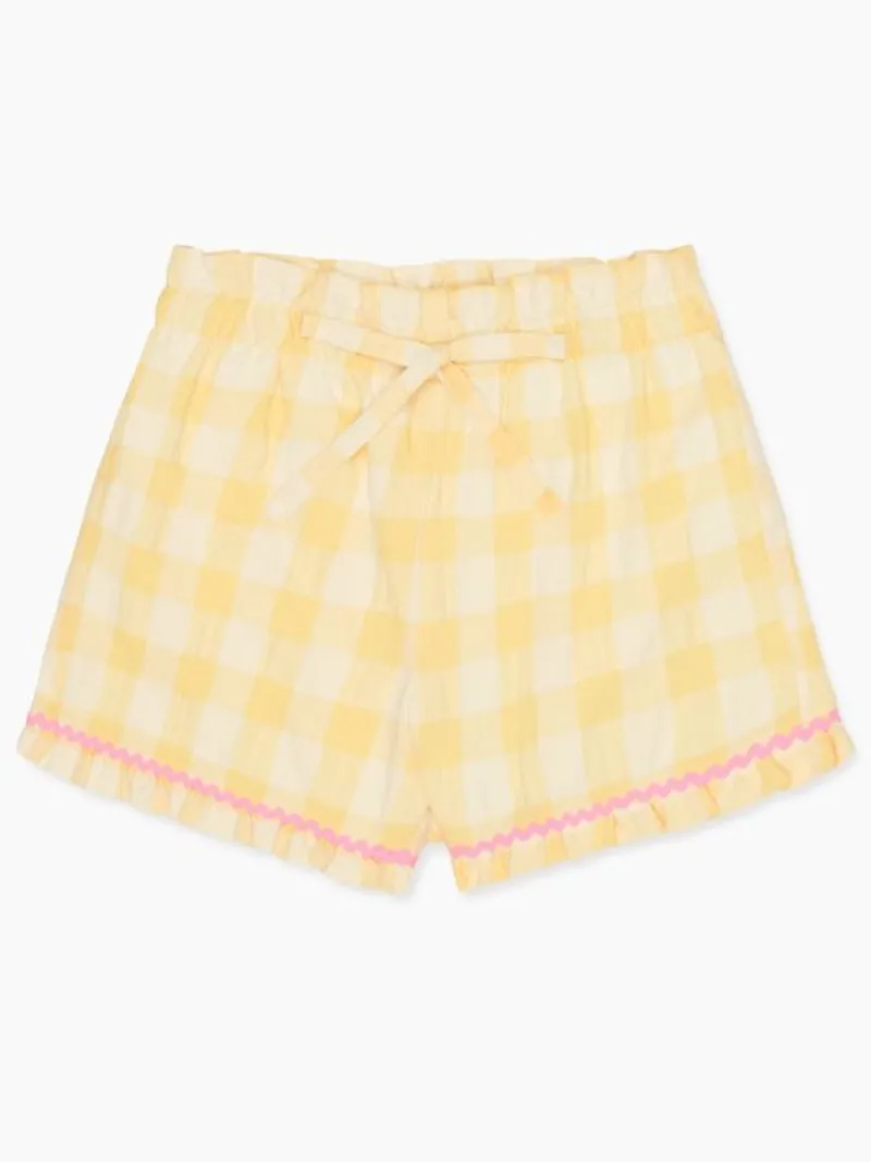 La Coqueta Skirts, Shorts & Culottes^Yellow Gingham Flores Cotton Girl Shorts