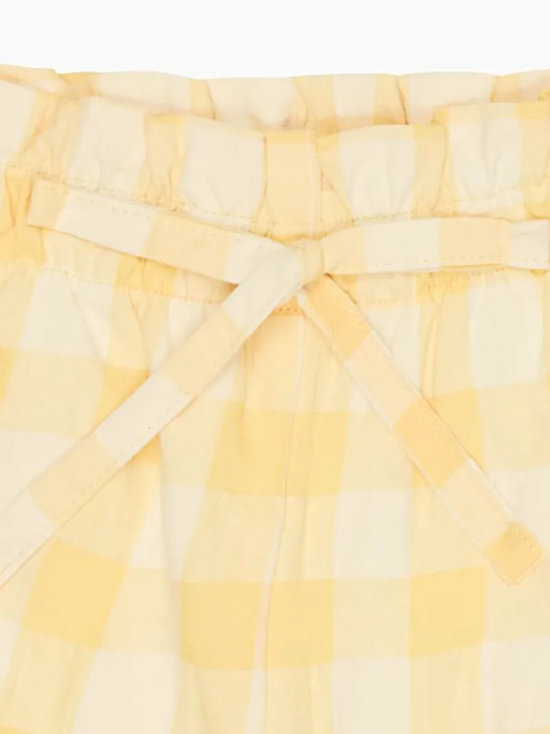 La Coqueta Skirts, Shorts & Culottes^Yellow Gingham Flores Cotton Girl Shorts